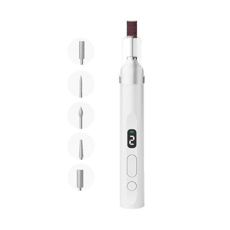 2-in-1 Electric Nail Grinder with LED Light, Rechargeable Multifunctional Handheld Nail Polisher